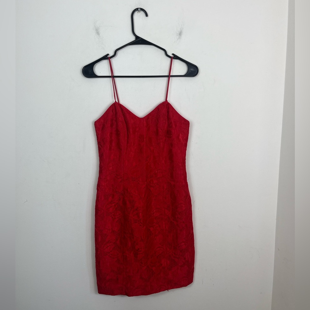 Vintage Loriann Red Lace Mini‎ Dress Sz 6